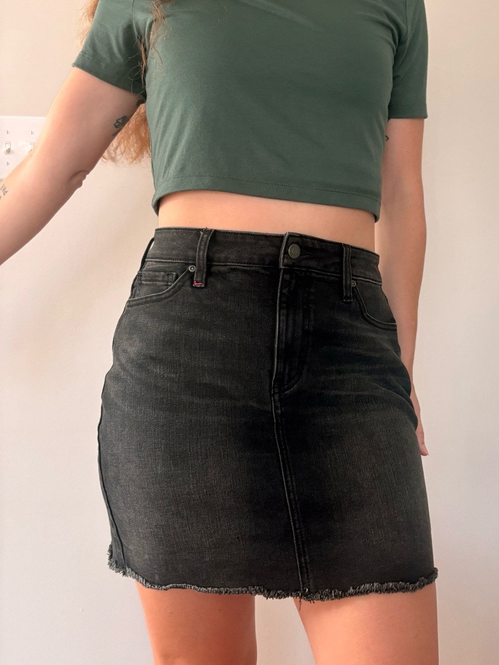 Idyllwind Black Denim Mini Skirt with Raw Hem